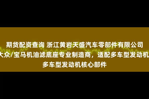 期货配资查询 浙江黄岩天盛汽车零部件有限公司：奥迪/大众/宝马机油滤底座专业制造商，适配多车型发动机核心部件